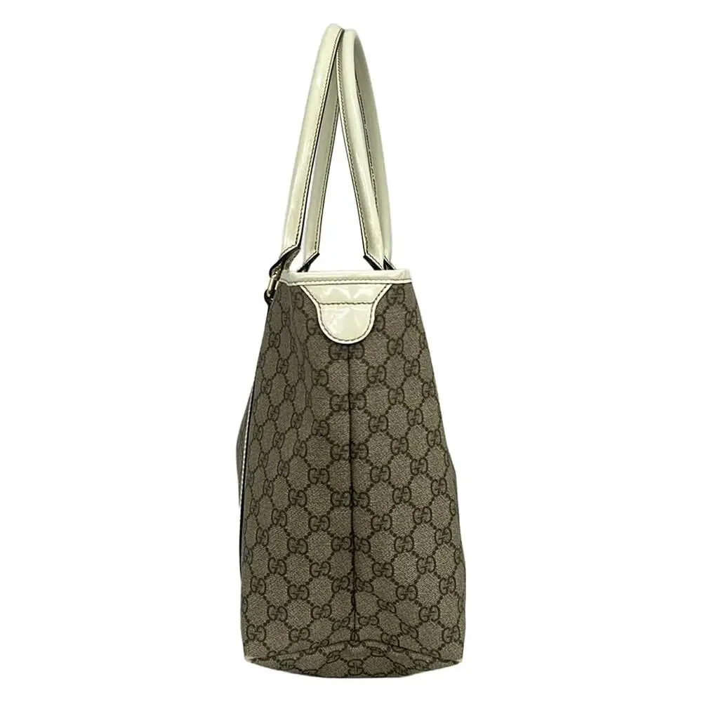 Gucci GG Plus/GG Supreme Tote Bag 197953 Beige Dark Brown Cream PVC Patent